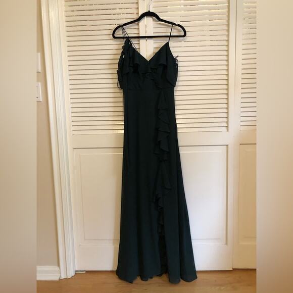 Theia Green Bridesmaid Eduarda Ruffle Maxi Dress - Picture 3 of 7